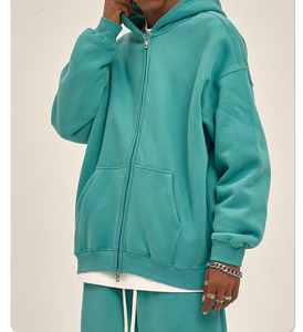 Wholesale Custom Logo Blank <strong>Men's</strong> Zip up <strong>Fleece</strong> Hoodie Embroidery Puff Print <strong>Cardigans</strong> With Oversize Zipper Hoodies Unisex - Product Image 2