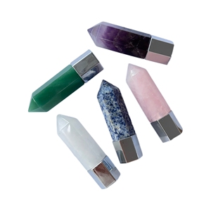 Rouleau de jade multicolore sur bouteille de pierre Gemstone Essential Oil Facial Massager Roller pour le visage avec capuchon - Product Image 4