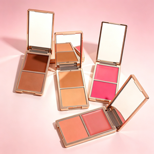 Private Label 2 In 1 Cream <b>Powder</b> Blush Palette Custom Logo Dual Texture Hydrating Matte Blush <b>Compact</b> Vegan Blusher - Product Image 1