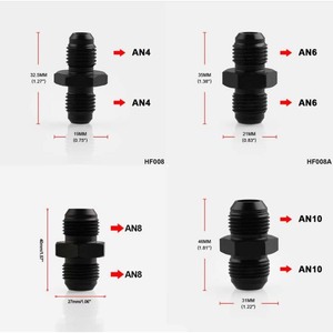 Conector reductor macho abocinado AN4 AN6 AN8 AN10 a AN4 AN6 AN8 AN10 de 1/4 pulgada, negro piano, para aceite a temperatura normal - Product Image 4