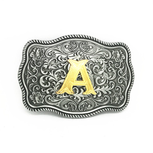 2024 Fashion <span class=keywords><strong>Style</strong></span> Hot Selling Produkt Western <span class=keywords><strong>Style</strong></span> Englisch Alphabet Muster Gürtels chnalle Zink legierung Glatte Schnalle