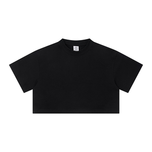 T-shirt bianca da <span class=keywords><strong>donna</strong></span> di alta qualità 100% <span class=keywords><strong>cotone</strong></span> 305gsm, crop top da <span class=keywords><strong>donna</strong></span> con stampa personalizzata e logo ricamato - Product Image 2