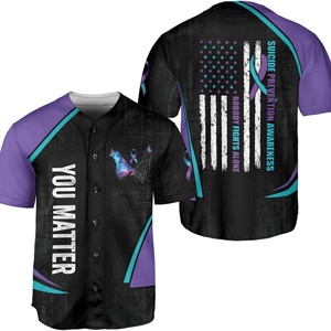 Ensembles de maillots de baseball sportifs unisexes pour la prévention du suicide et le soutien de la santé mentale, anti-transpiration et antibactériens, États-Unis - Product Image 5