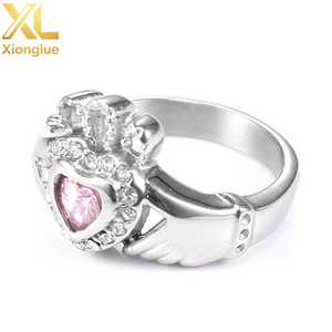 European American-style Princess Style Fashion Pink-diamond <b>Crown</b> Stainless Steel Personalized Minimalist Wedding Womens <b>Ring</b> - Product Image 1
