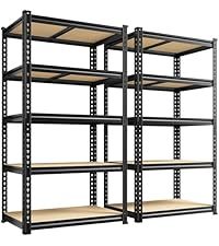 Étagères de stockage industrielles à 5 niveaux, robustes, réglables, sans boulons, avec rivets, protection contre la corrosion, revêtement en poudre pour entrepôt - Product Image 1