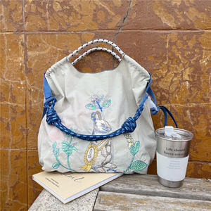 Sac fourre-tout en nylon personnalisé avec broderie japonaise, logo imprimé, écologique, pour courses, plage, shopping, sac à main - Product Image 5