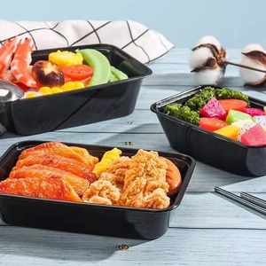 Caja de Almuerzo Desechable, Caja de Embalaje para Llevar, Circular, Rectangular, Negra, Caja de Almuerzo para Frutas, Ensaladas, Recipiente para Conservar Alimentos - Product Image 4