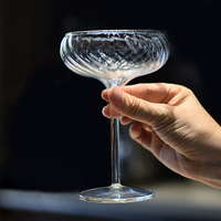 Geribbeld Coupe Glas Hoog Borosilicaat Vintage Cocktailglas Frans Dessertglas 200-300ml Gesteeld Champagne Glas voor Bar Party