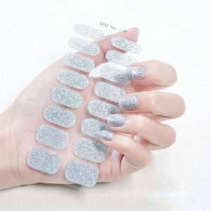 Silver Glitter <b>Sequin</b> 3D Nail Wraps Solid Color Plastic Nail Polish Stickers Long Lasting Adhesive Manicure Decals - Product Image 1