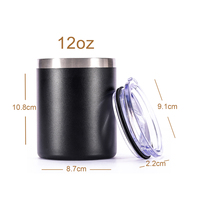États-unis entrepôts livraison gratuite 12oz Lowball tasse à café en acier inoxydable poignée de gobelet couvercle étanche