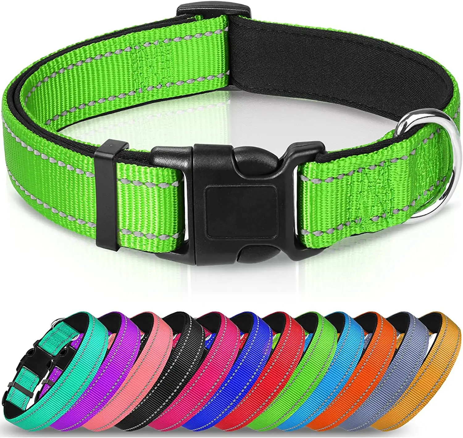 Custom Personalized Diy Plain Nylon Lanyard Choke Reflective Tape Glow Pet Trainer Collars For Dogs