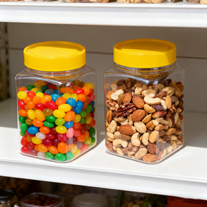 Hũ nhựa PET vuông 1300ml dùng đóng gói kẹo và đồ chơi cho trẻ em, đựng thực phẩm khô và trà để bàn bếp - Product Image 5