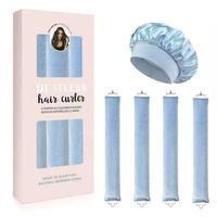 Kit de bouclage avec bonnet de nuit Velcro à double crochet - Bigoudis en tissu de taille moyenne, créateur de vagues sans chaleur avec bonnet de douche pour femmes et filles