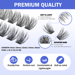 Kit <span class=keywords><strong>de</strong></span> <span class=keywords><strong>cils</strong></span> DIY personnalisé <span class=keywords><strong>à</strong></span> <span class=keywords><strong>prix</strong></span> d'usine avec colle et fixateur, extensions <span class=keywords><strong>de</strong></span> <span class=keywords><strong>cils</strong></span> en grappes segmentées, grappes <span class=keywords><strong>de</strong></span> <span class=keywords><strong>cils</strong></span> individuelles - Product Image 3