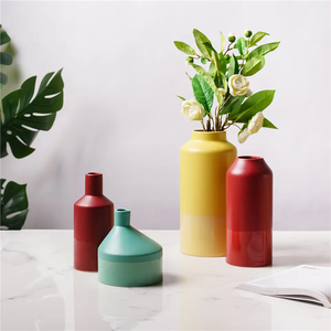 Vase <span class=keywords><strong>Ikebana</strong></span> en céramique émaillée bicolore moderne nordique, neuf d'usine, couleur personnalisée, décoration de table de mariage, décoration de la maison - Product Image 1