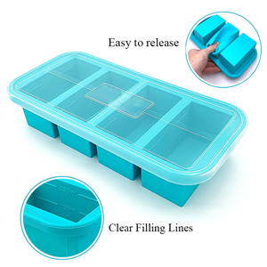 Vente en gros grand récipient de stockage d'aliments surgelés en plastique silicone personnalisé 4 trous cubes <span class=keywords><strong>rectangle</strong></span> pour aliments surgelés et ingrédients - Product Image 2