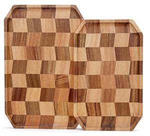 Houten Serveerschalen-Set Van 2 Rechthoekige Serveerschalen, Houten Decoratieve Borden Voor Het Serveren Van Ontbijt - Product Image 1