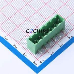 DB2ERC-5.0-6P-GN Plug-in Terminal Block Bent Lead Through Hole,P=5mm Connector Board-to-Board / Socket - Closed 1x6P 5mm Green - Product Image 1
