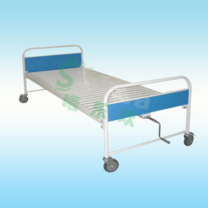Cama de Hospital Manual de Manivela Única Joyful Abundance con Estructura de Acero, Barandilla Azul Cielo, Cama de Examen para Pacientes Ambulatorios SLV-B4012 - Product Image 1