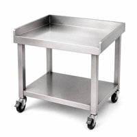 Table de travail mobile professionnelle en acier inoxydable avec évier intégré, égouttoir 3 côtés et étagère inférieure ouverte, sur roulettes (4 roulettes) pour cuisine mobile