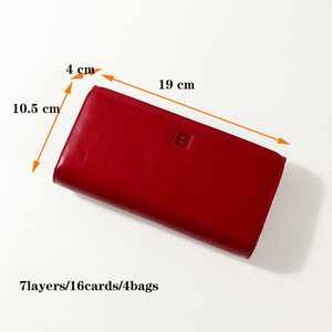 <span class=keywords><strong>Portafoglio</strong></span> Lungo da <span class=keywords><strong>Donna</strong></span> in Vera Pelle con Blocco RFID, Nuovo Design <span class=keywords><strong>Rosso</strong></span> Vintage, con Scomparti per Carte e Fermasoldi - Product Image 2