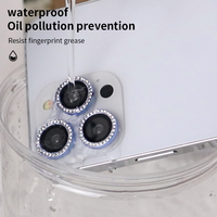 Protection d'objectif d'appareil photo en verre trempé avec anneaux de protection individuels incrustés de diamants pour iPhone 12, 13, 14, 15, 16 Pro Max