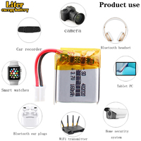 Lipo-batterie li-po 3.7, 160 V, 402020 mAh, en polymère, pour enceinte connectée tas, moniteur bébé, Navigation, avec connecteur à 2 broches, PH 2.0mm
