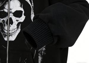 Sudadera con capucha y gráfico personalizado para hombre, ropa gótica con estampado de calavera, sudadera con capucha extragrande estilo streetwear con cremallera completa. - Product Image 3