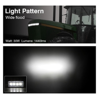 Projecteur de travail LED à faisceau large 30W avec homologation EMC ECE et 3 supports, lampe de travail LED rectangulaire