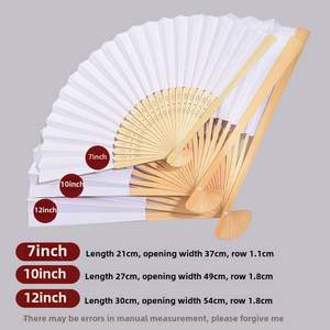 Abanicos Plegables Blancos al por Mayor para Niños, Papel en Blanco para Graffiti, Caligrafía y Pintura para Jardín de Infantes, Abanico de Mano para Prácticas - Product Image 3