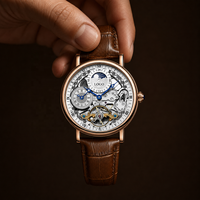 Nuevo Reloj Mecánico de Alta Gama para Hombre, de Aleación, con Doble Hora, Estilo Ejecutivo, con Puntero, 43 mm, Resistente al Agua 30 m, de Cuerda Automática