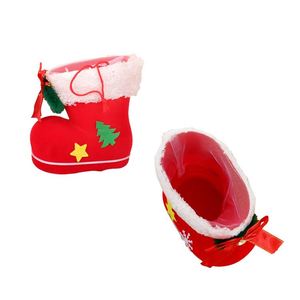 Sac cadeau de Noël 2025 en forme de botte, décoration festive, bottes rouges en tissu tissé du Père Noël pour enfants - Product Image 3