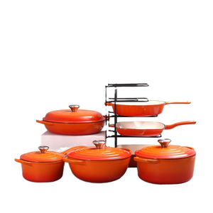 Grande batterie de cuisine moderne à usages multiples Pot à fond plat en <span class=keywords><strong>fonte</strong></span> <span class=keywords><strong>émaillée</strong></span> avec design rayé pour les fruits de mer Steak Milk Stew - Product Image 2
