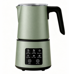 Mousseur à lait électrique vert sauge, facile à nettoyer, multifonction, automatique, pour mousse chaude et froide, avec fonction de nettoyage automatique - Product Image 1
