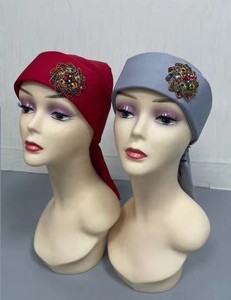 MH-1189 Casquettes ajustables en coton à motif floral multicolore avec strass pour femmes <span class=keywords><strong>musulmanes</strong></span> africaines, idéales pour le sport et le cyclisme – Meilleures ventes - Product Image 2