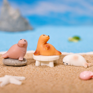 Adornos de micropaisaje KI Huacui que simulan leones marinos, perros, gatos y otros animales pequeños, figuras de resina para coche, manualidades DIY, decoración. - Product Image 1