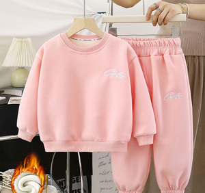 Conjunto de Sudadera y Pantalones Deportivos para Niños y <span class=keywords><strong>Niñas</strong></span>, de Dos Piezas, Cuello Alto, Forro Polar Grueso, Cálido, para Otoño e Invierno - Product Image 3