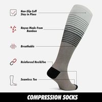 Chaussettes compressées de voyage respirantes en rayonne 15-20 MmHg en bambou
