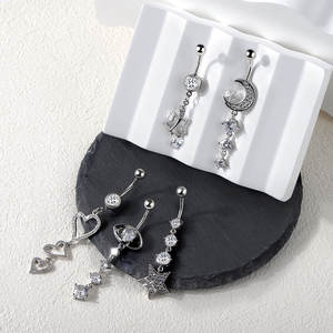Custom 14G Roestvrij Staal Hart Ster Maan Dromenvanger Trendy Bungelende Navel <span class=keywords><strong>Piercing</strong></span> Sieraden Sexy Ombligo Navel Ringen - Product Image 3