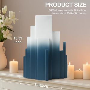 โกศเรซิ่นทันสมัยทรงยอดเขาสำหรับบรรจุอัฐิมนุษย์-ฐานปิดผนึกแน่นหนา สีฟ้าขาว ขนาดใหญ่ สำหรับเก็บรักษาเป็นที่ระลึกงานศพ - Product Image 4