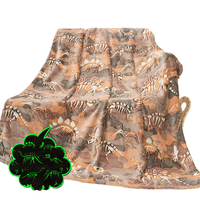 Mignon doux et confortable lumineux dinosaure jeter des couvertures brillent dans le décor sombre présent pour noël pâques plaine Style literie cadeaux jouets