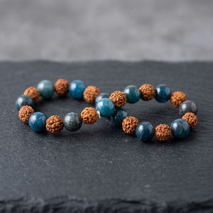 Crystalexport.com Pulseras Clásicas de Ágata Azul con Cristales y Engaste de Garras de Diamantes de Imitación, Regalo Budista Unisex para Bodas - Product Image 3
