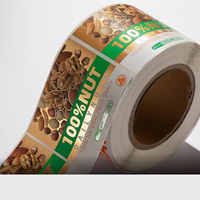 Autocollants d'étiquette alimentaire en vinyle auto-adhésifs imperméables avec logo personnalisé emballage imprimé pour bouteilles de jus de fruits bouteilles en verre pots de miel