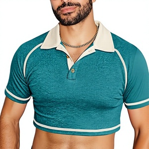 Custom OEM Logo Embroidered Polyester Cotton Blend 220 Grams Men's Polo <b>Sexy</b> Crop Top Shirts Short Sleeve Polo Fashion - Product Image 5
