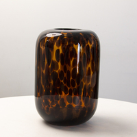 Ensemble de vases en verre soufflé à la main à motif écaille de tortue, vases à fleurs en verre ambré à pois léopard de plusieurs tailles pour la décoration de table à la maison