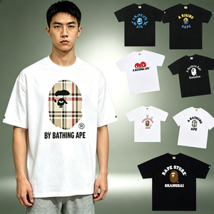 <span class=keywords><strong>T</strong></span>-shirt da uomo di design alla moda con stampa lettering, versione 1:1 di alta qualità, modello Single Stitch 2026, <span class=keywords><strong>T</strong></span>-shirt Bapees stampata di tendenza - Product Image 1