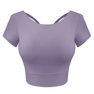 Yoga With Chest Pads Breathable Short Sleeved Running Fitness Clothes Sexy Beautiful Back Bra Sports Underwear