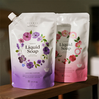 Sachets cosmétiques d'échantillon de lessive de savon liquide imprimés personnalisés Sacs d'emballage en poudre de détergent de lavage Pochette à bec