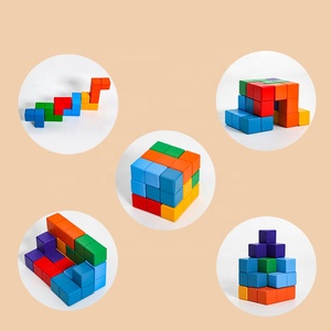 Cubo Magico in Legno Colorato, Gioco Puzzle 3D, Vernice Ecologica, Gioco per lo Sviluppo del Pensiero Logico - Product Image 5