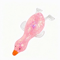 Mini-figurine de canard en caoutchouc transparent à paillettes, jouet anti-stress souple à presser, cadeau pour enfants, décompression pour étudiants et bureau